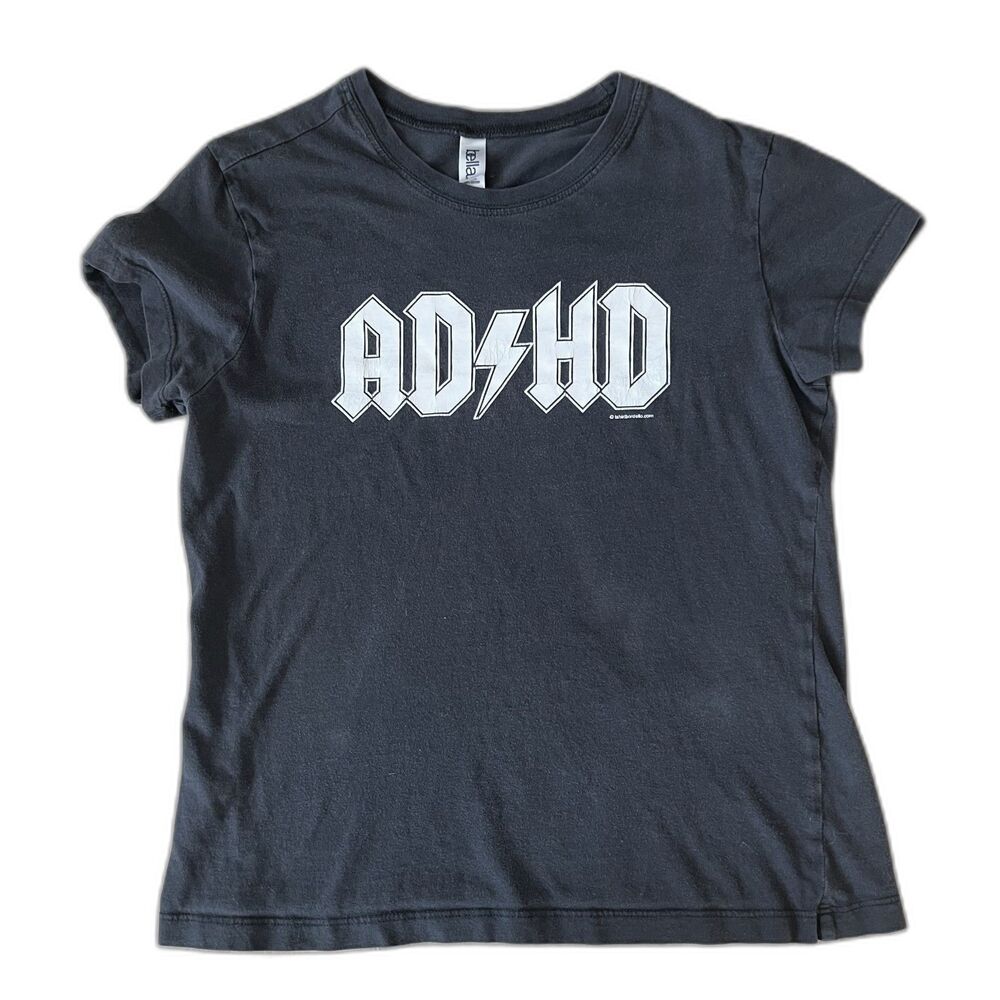AD HD ACDC Rock & Roll Baby Tee T-Shirt by Bella sz Medium